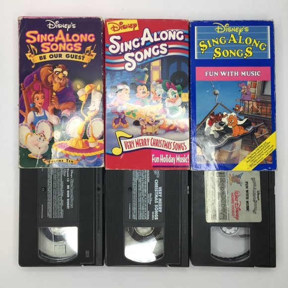 Vintage Set 6 Disney's Sing Along Songs VHS Be Guest Bare Necessities Christmas - Picture 2 of 14